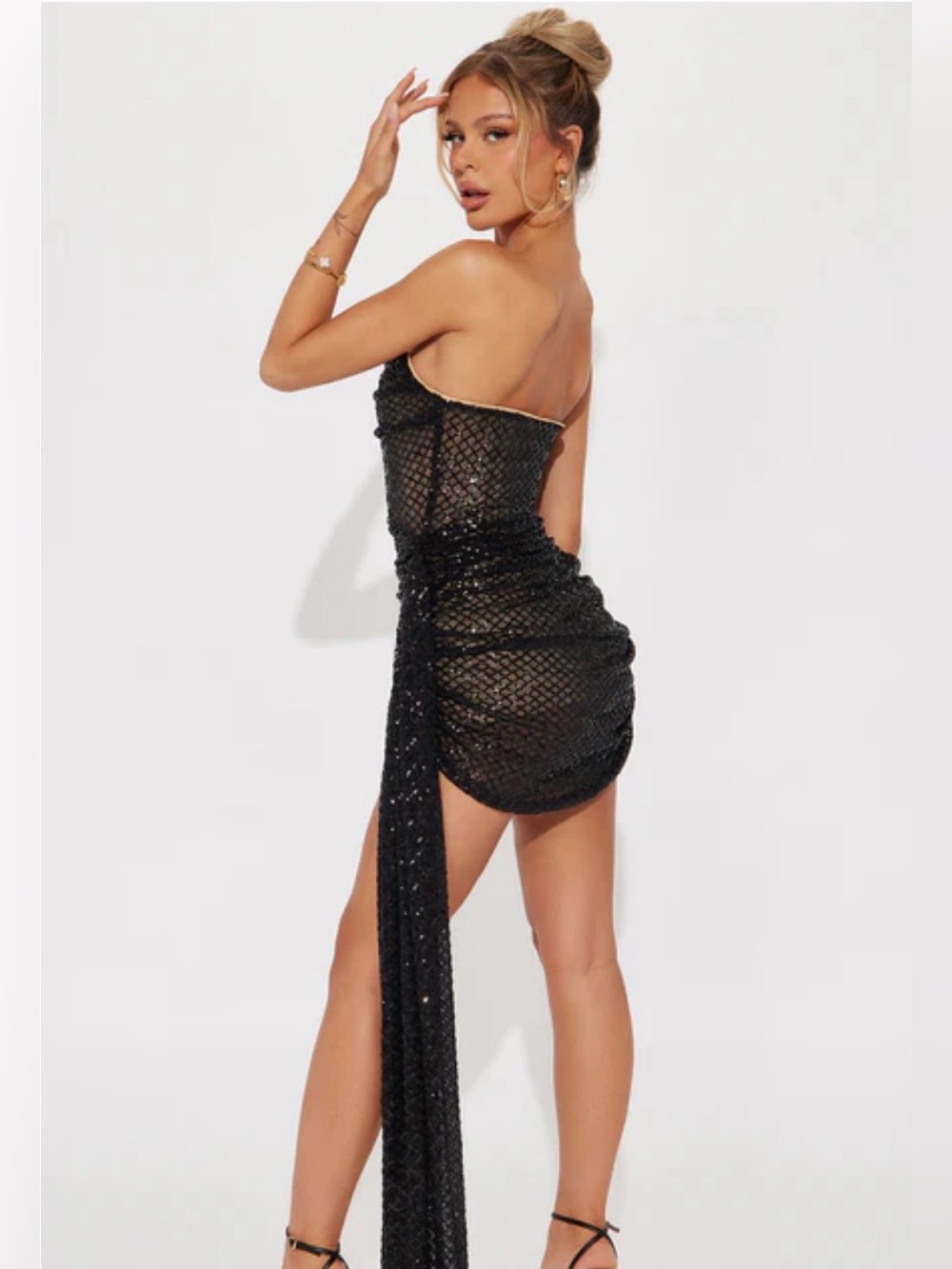 🖤🌹Black Sequin Evening mini dress with drape detail XS never worn!🖤🌹 - Picture 2 of 8